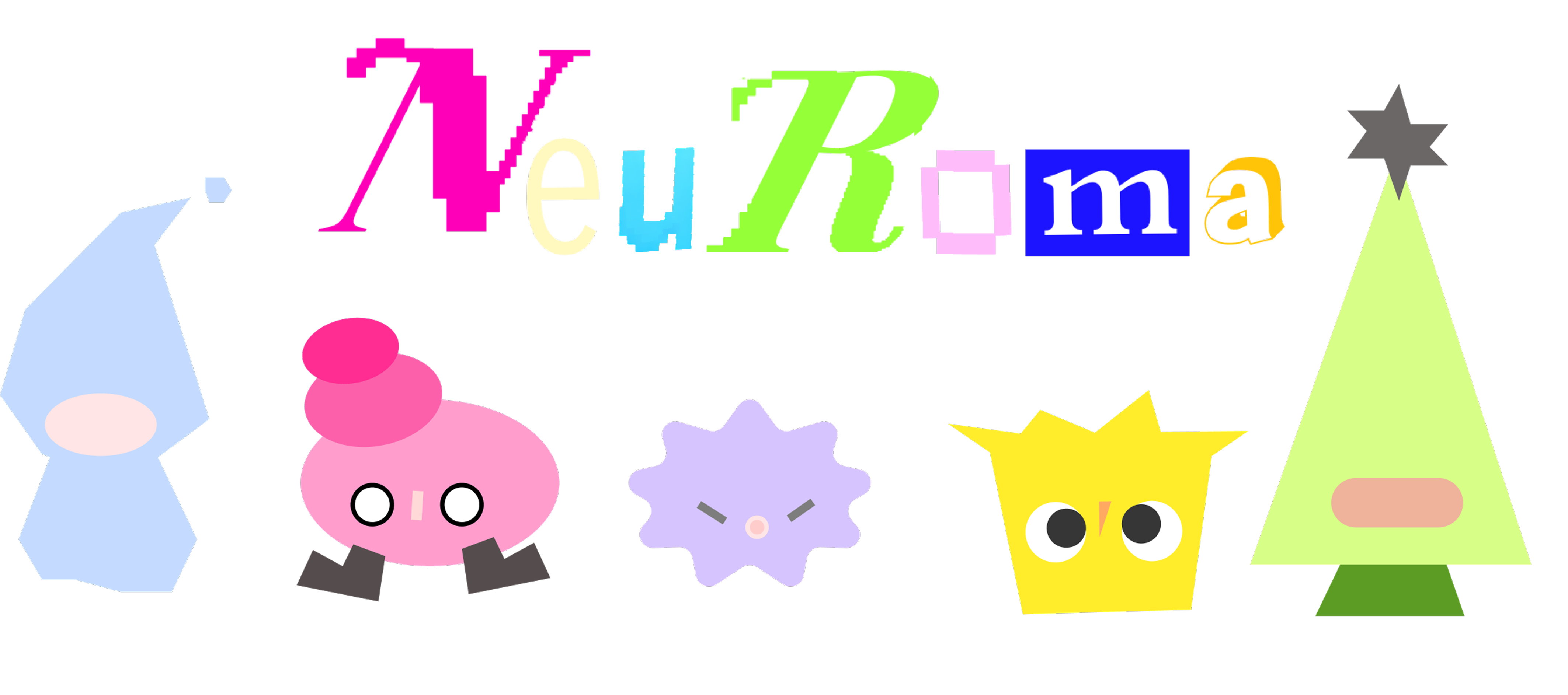 NeuRoma logo and character family